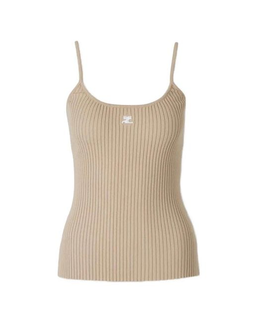 Courreges Natural Reedition Ribbed-Knit Top