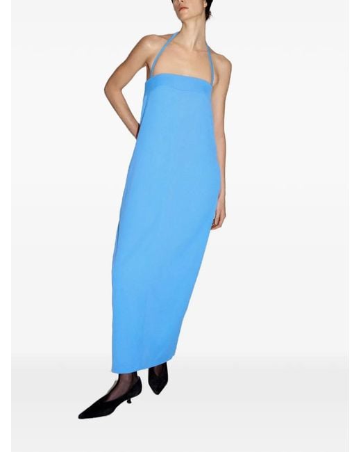 Another Tomorrow Blue Cocoon Convertible Maxi Dress