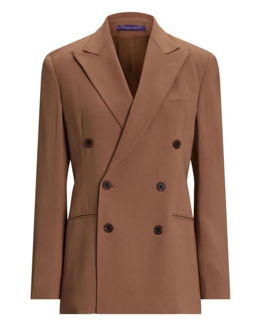 Ralph Lauren Brown Double-Breasted Button Blazer