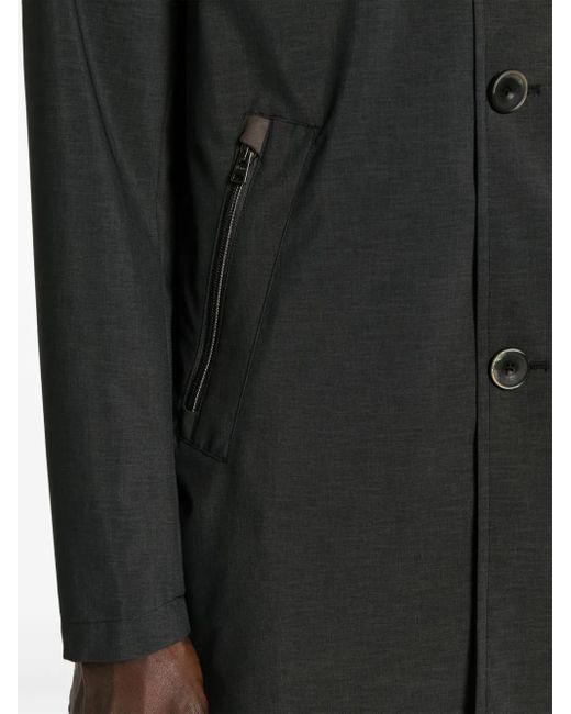 Herno Black Hooded Parka Coat for men