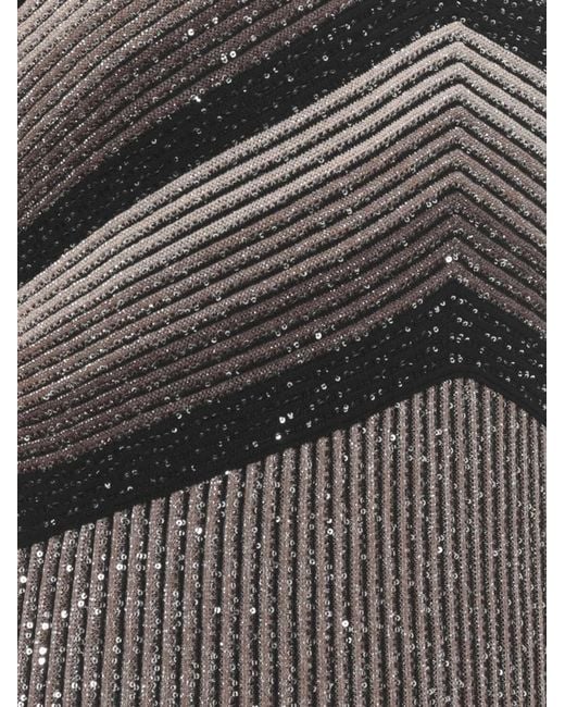 D.exterior White Chevron Sequin Maxi Dress