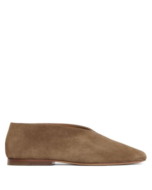 Mansur Gavriel Brown Square Soft V Ballet Flats
