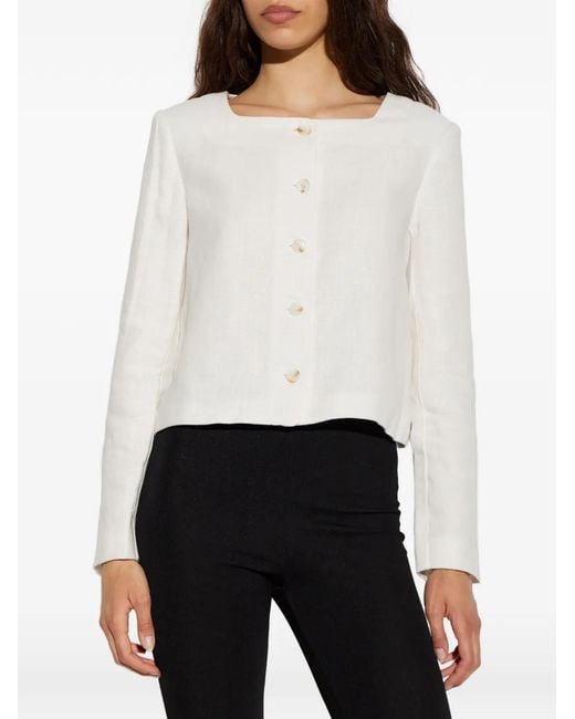 Posse White Emma Square-Neck Button-Up Jacket