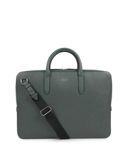 Smythson Black Panama Large Briefcase