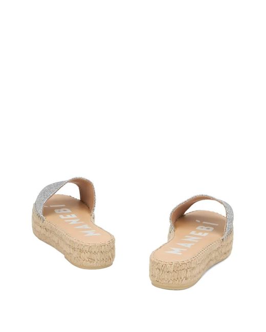 Manebí White Glitter-Effect Platform Sandals