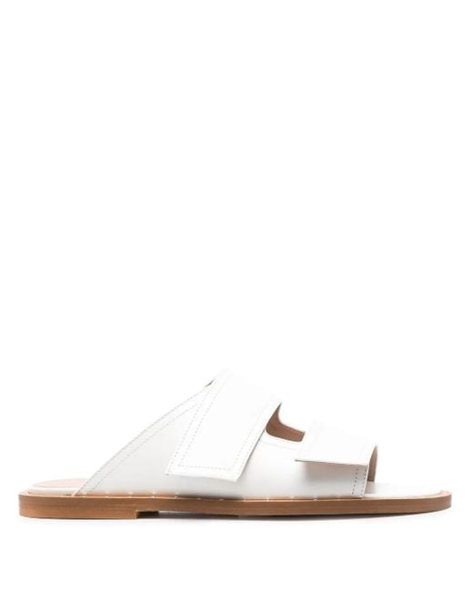 Scarosso White Karen Leather Sandals