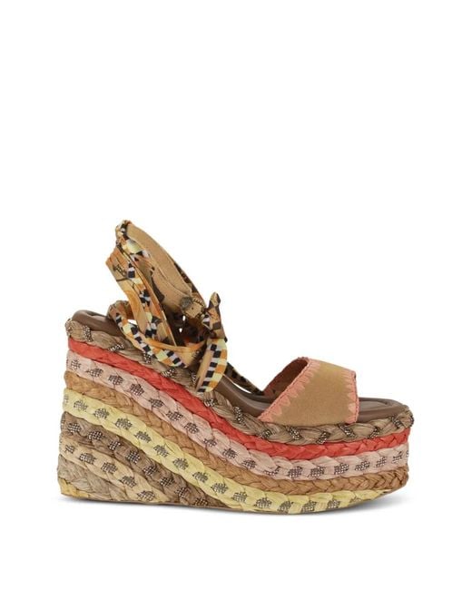 Kurt Geiger Natural Chelsea Scarf Wedge Heel Sandals