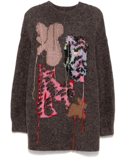 JNBY Gray Floral-Intarsia Knittted Dress