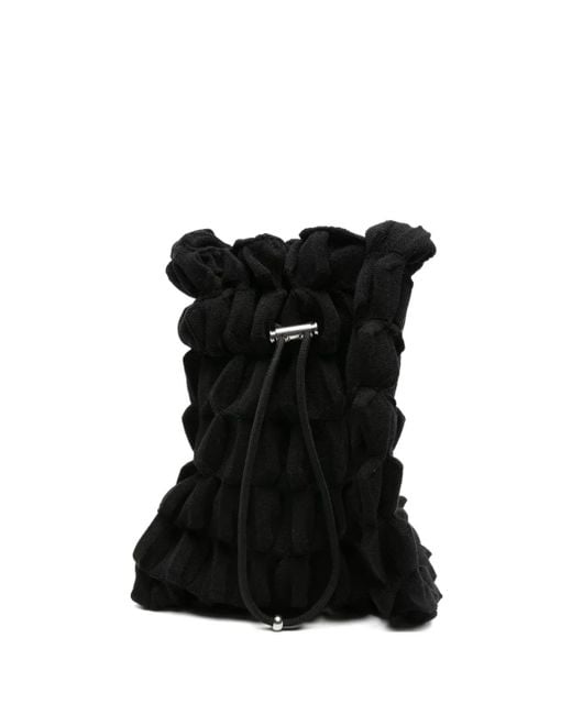 _J.L - A.L_ Black Ruffled Drawstring Bag for men