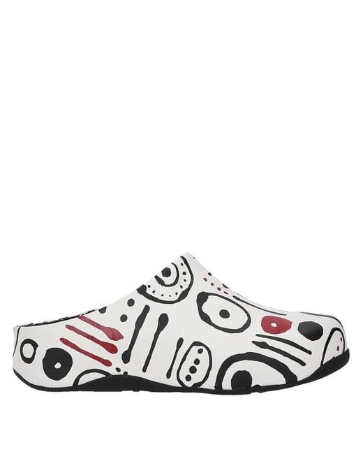 Fitflop White Graphic-Print Mules