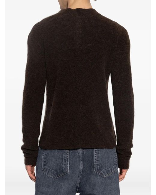 Rick Owens Black High-Neck Alpaca Wool Sweater for men