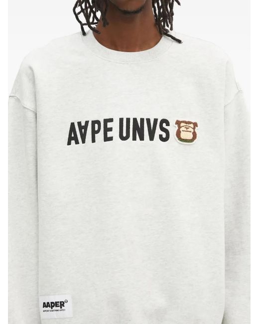 Aape By A Bathing Ape Gray Embroidered Sweatshirt for men