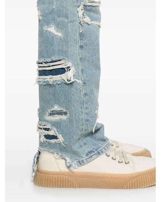 Amiri Blue Repaired Straight-Leg Jeans for men