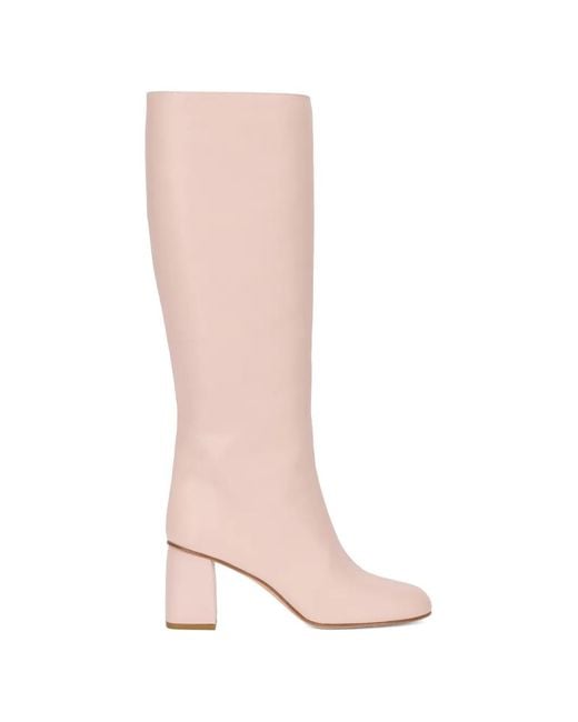 Red(v) Pink Block-Heel Boots