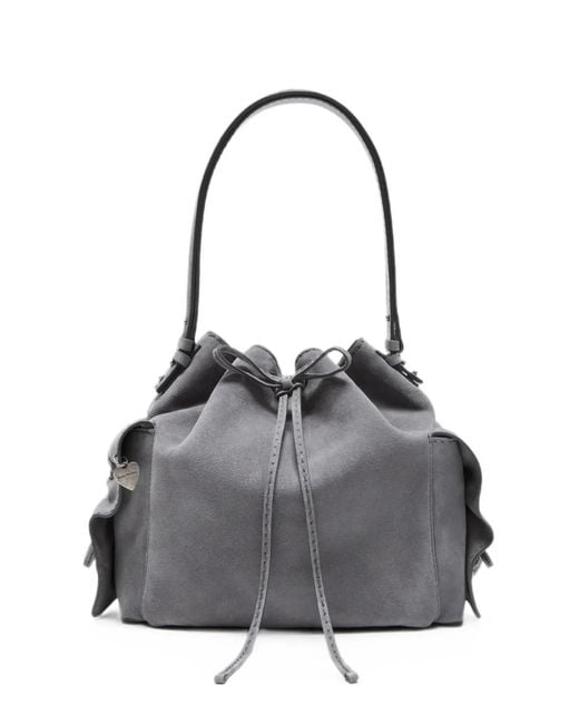 Acne Gray Ruffled Leather Shoulder Bag