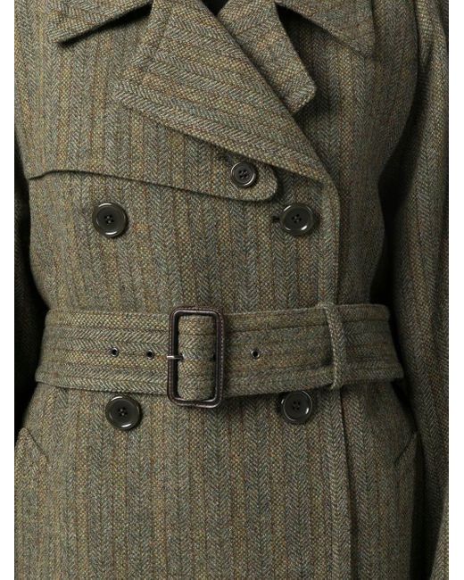 Aspesi Green Shetland-wool trench coat