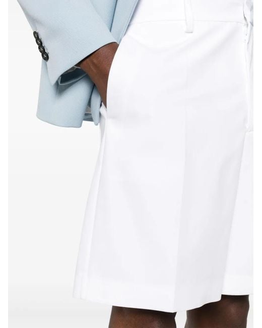 Valentino Garavani White Cotton Pressed-Crease Shorts for men