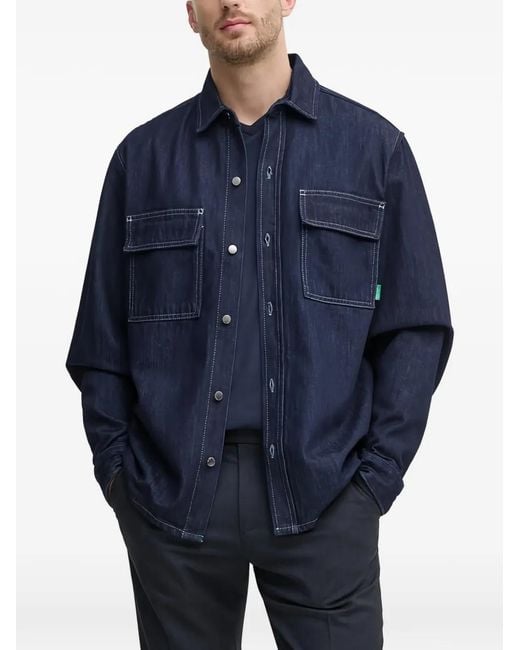 Benetton Blue Flap-Pocket Shirt for men