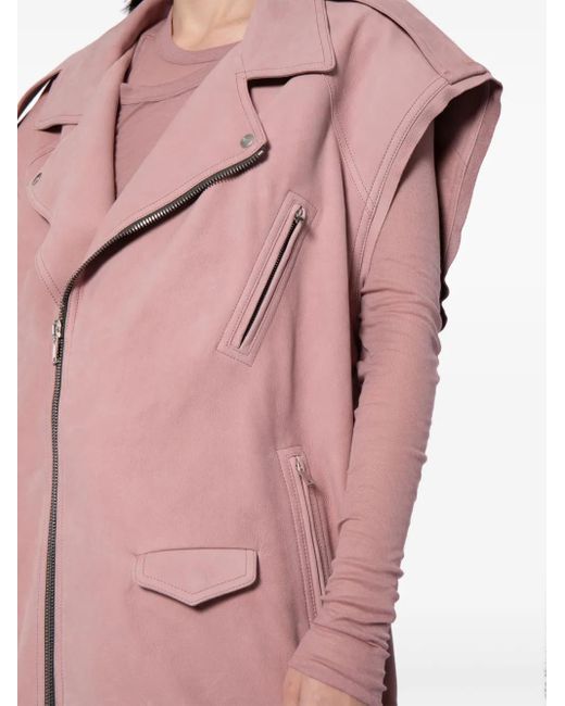 Rick Owens Pink Biker-Style Leather Waistcoat