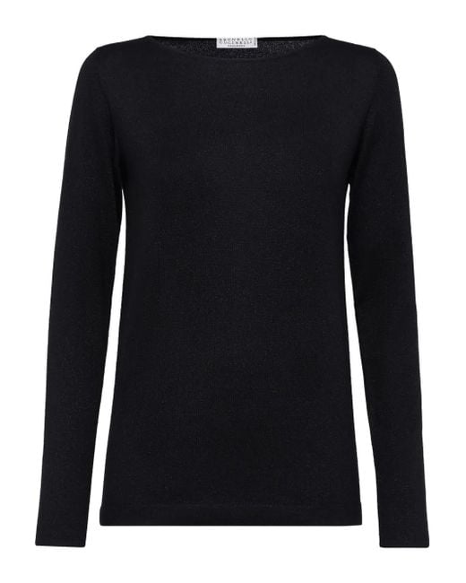 Brunello Cucinelli Black Cashmere-Blend Boat-Neck Jumper