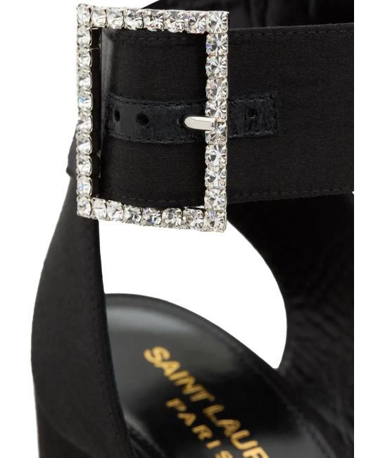 Saint Laurent Black Silk Sandals For With 13Cm Heel Height And Platform For Ss24