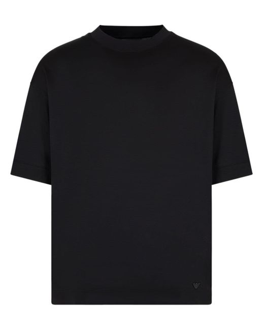Emporio Armani Black Logo-embroidered T-shirt for men