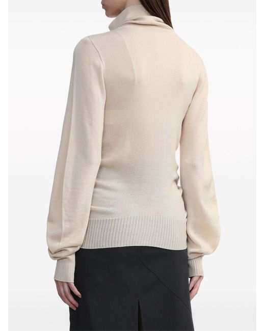 Low Classic Natural High-neck Wool Cardigan