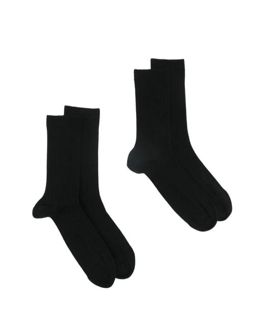 Totême Black Ribbed Crew Socks (Set Of Two)