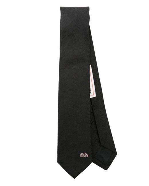 Alexander McQueen Black Half Seal-jacquard Silk Tie for men