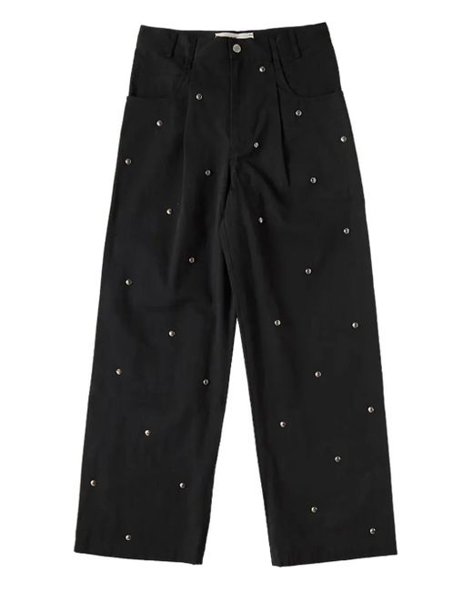 Song For The Mute Black Bead-Embellished Straight-Leg Trousers for men