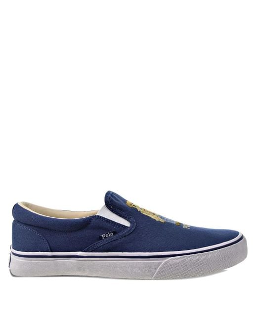 Polo Ralph Lauren Blue Bear-Embroidered Slip-On Trainers for men