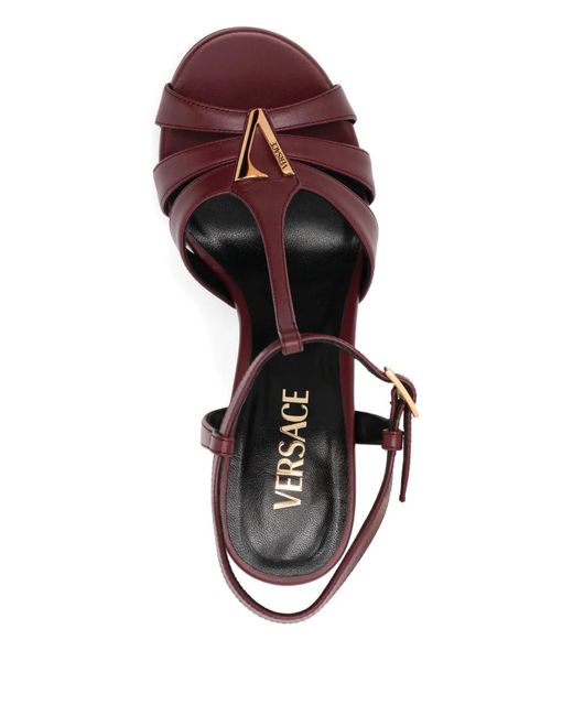 Versace Pink V Leather Sandals 115 Mm