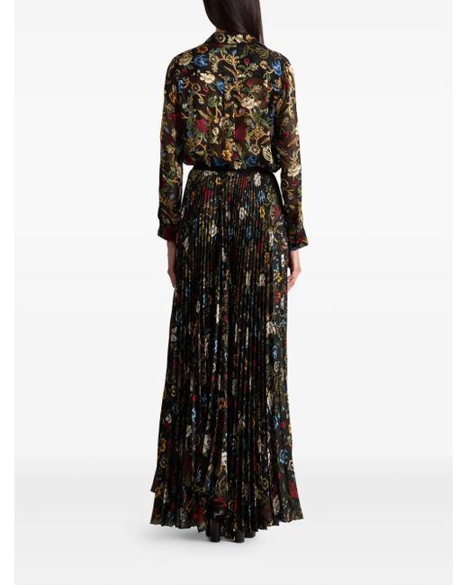 Alice + Olivia Katz プリーツ マキシスカート Black