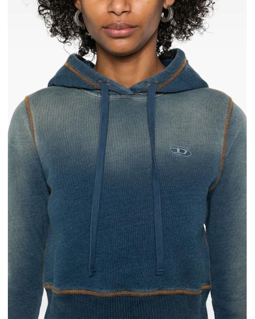 DIESEL Blue 'F-Slimmy-Hood-Q1' Cropped Hoodie