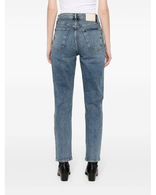 Rag & Bone Blue Wren Skinny-Jeans mit hohem Bund