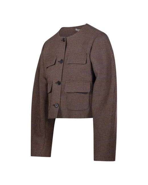 P.A.R.O.S.H. Brown Check Cropped Jacket