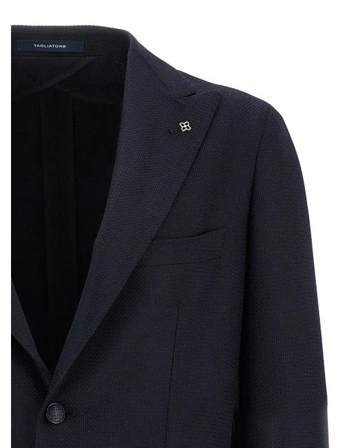 Tagliatore Blue Peak-Lapel Blazer for men