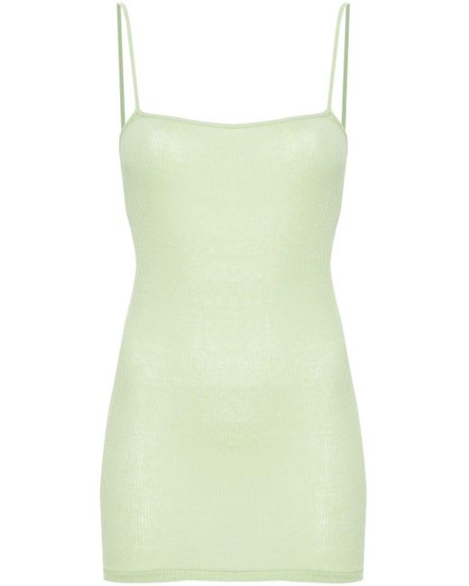 Auralee Green Fine-ribbed Cotton Tank Top