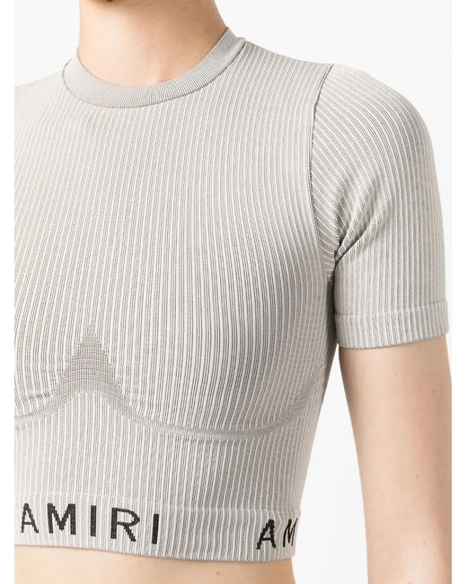 Amiri White Logo-Print Seamless Performance Top