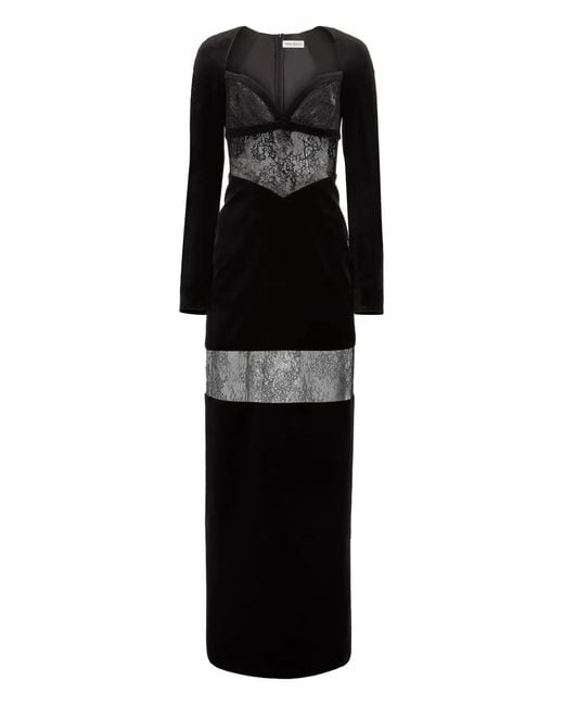 Nina Ricci Black Velvet Lace-Insert Dress