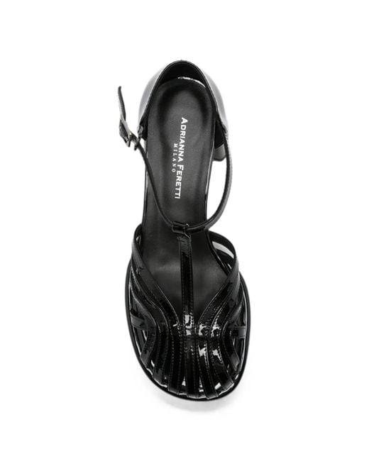 ADRIANNA FERETTI White T-Bar Caged Sandals