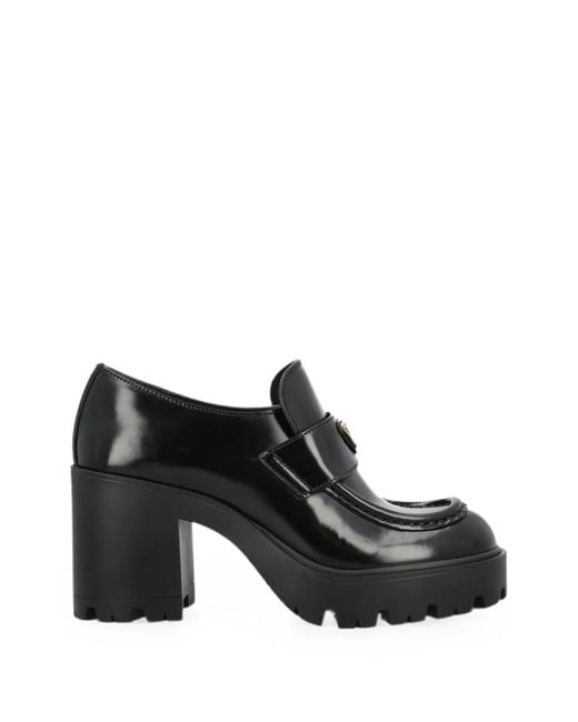 Prada Black Triangle-Logo Leather Ankle Boots