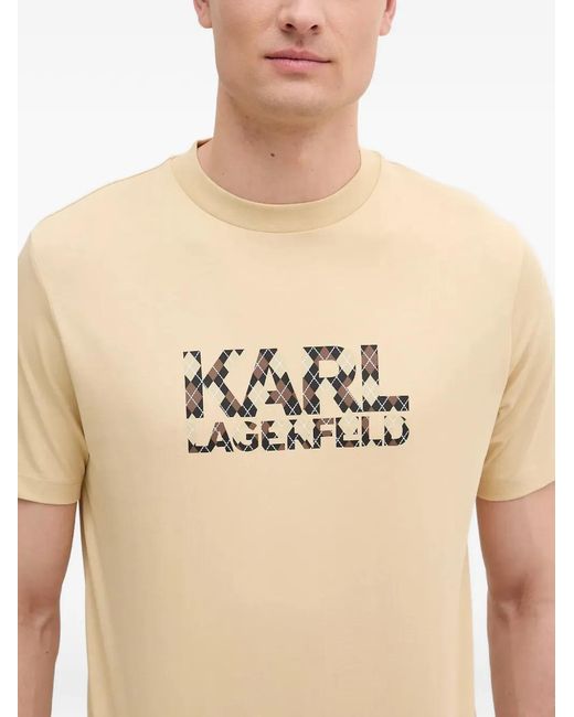 Karl Lagerfeld Natural Logo-Detail Cotton T-Shirt for men