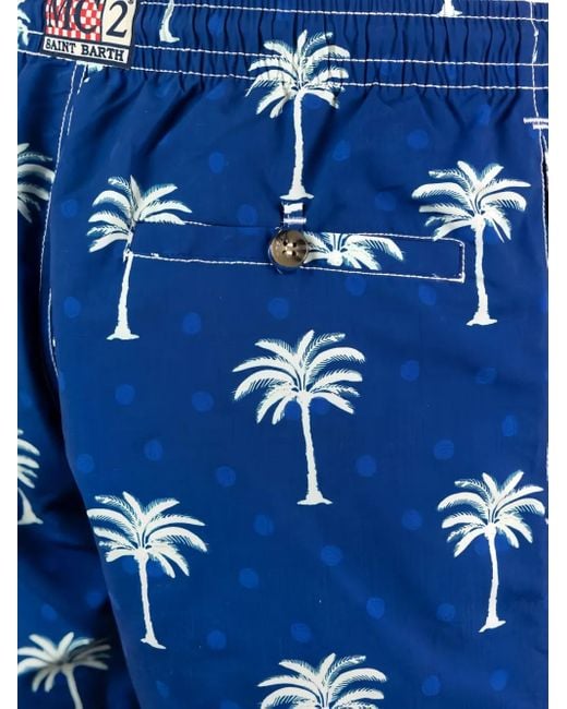 Mc2 Saint Barth Blue Caprese Palm-Tree Swim Shorts for men