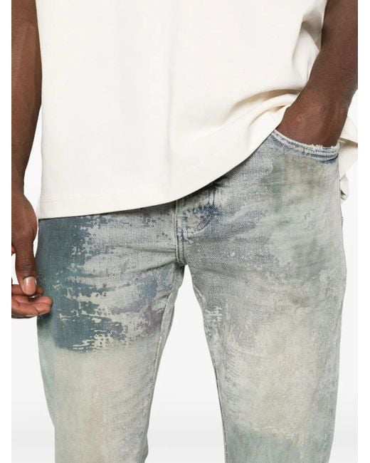 Purple Brand Blue Distressed-Finish Jeans for men