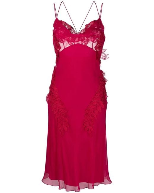 Alberta Ferretti Embroidered Silk Midi Dress