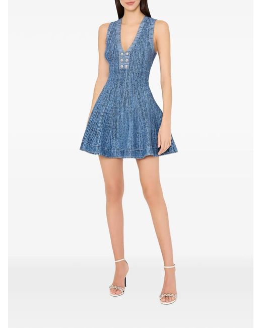 MILLY Blue Shelby Pinstripe Mini Knitted Dress