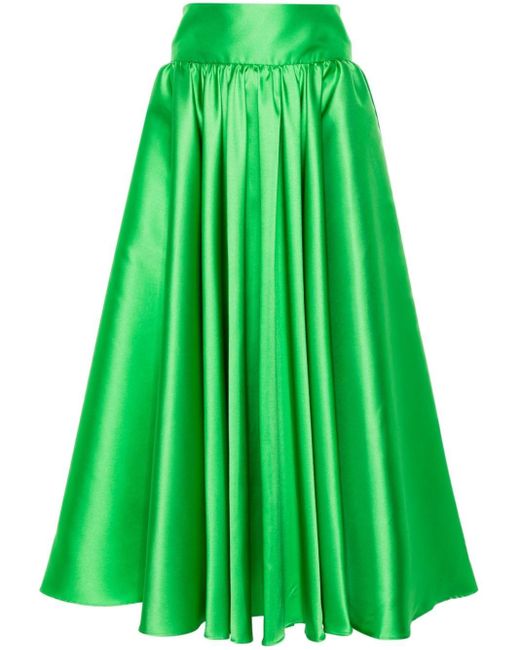 Blanca Vita Green Peplum-hem A-line Skirt