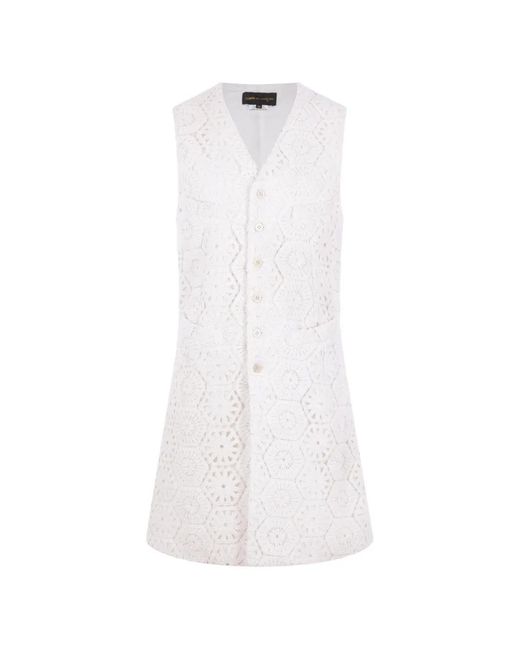 Comme des Garçons White Crochet-Knit Jute Dress
