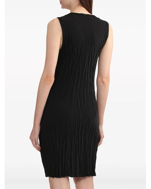 Helmut Lang Black Crinkled-Finish Satin Minidress